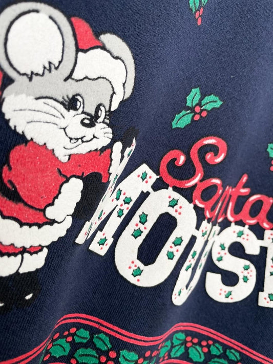 vintage 90s santa mouse festive sweatshirt | made in USA - good market thrift store