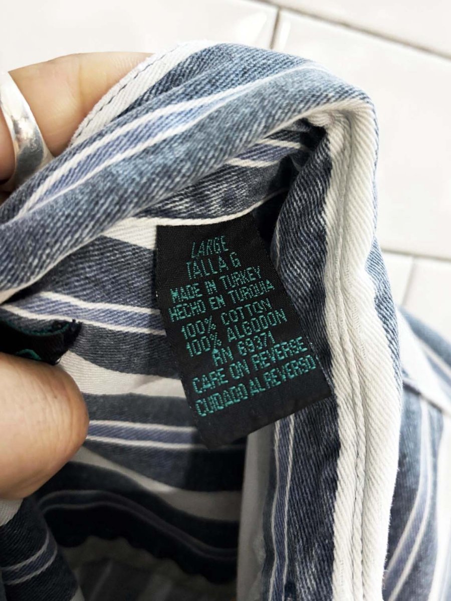 vintage 90s santana striped denim pocket shirt - good market thrift store