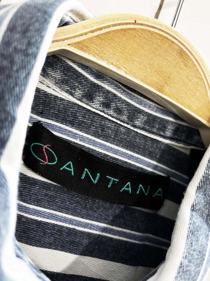 vintage 90s santana striped denim pocket shirt - good market thrift store