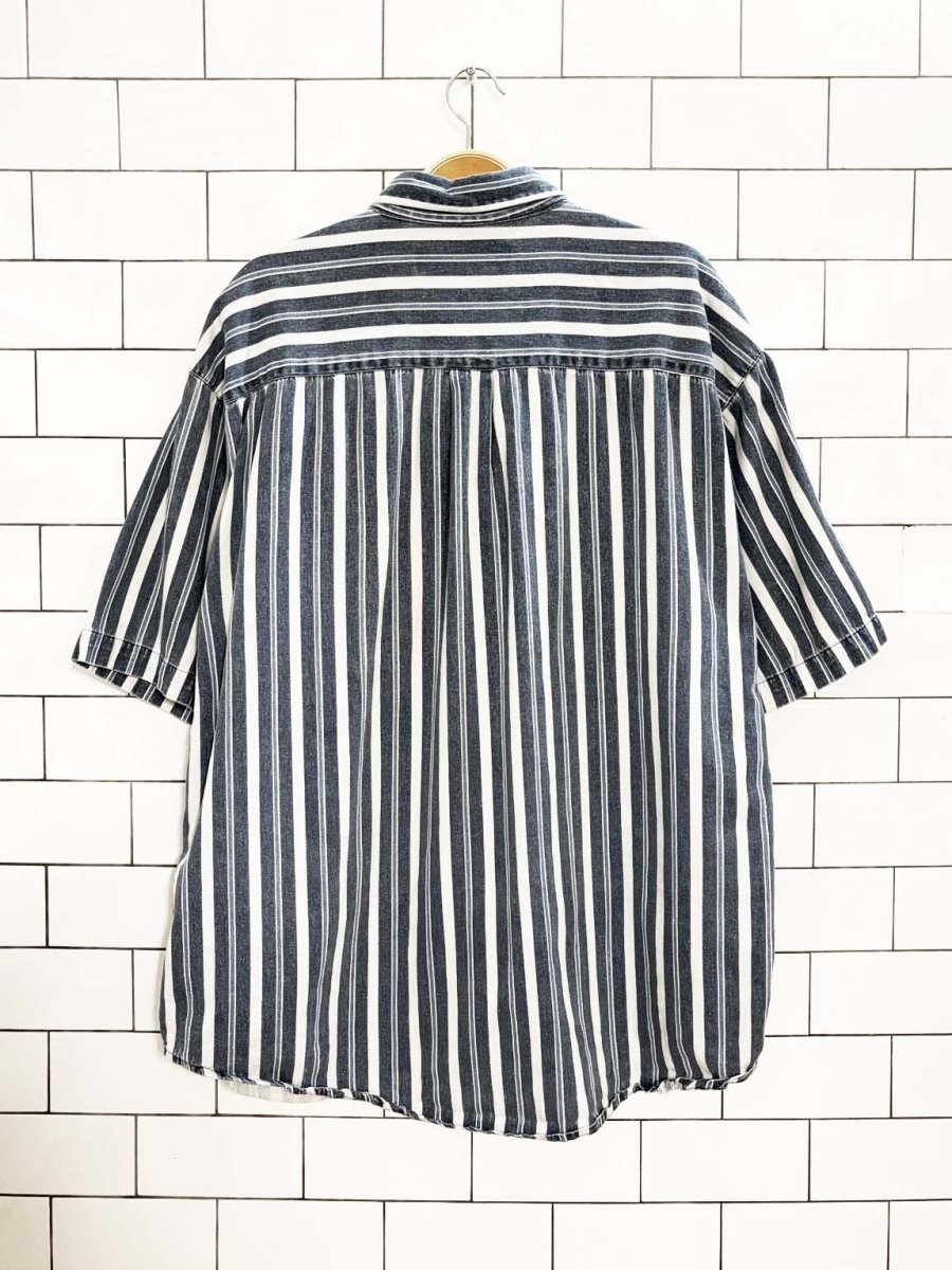 vintage 90s santana striped denim pocket shirt - good market thrift store