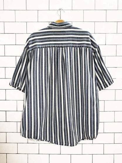 vintage 90s santana striped denim pocket shirt - good market thrift store