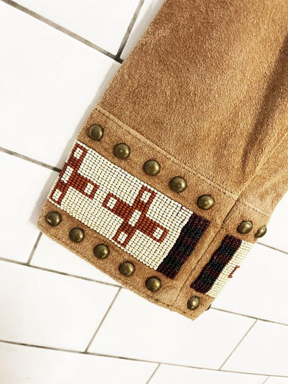 vintage 90s scully western fringe beaded leather jacket - good market thrift store