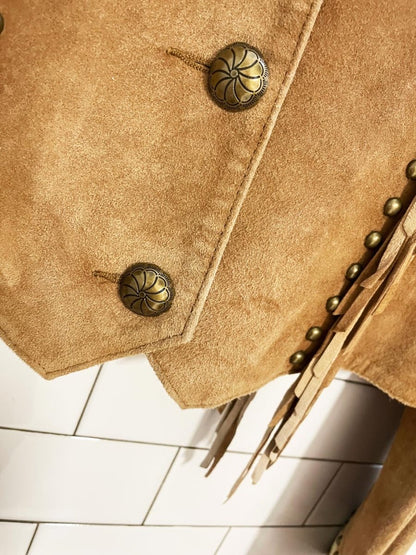 vintage 90s scully western fringe beaded leather jacket - good market thrift store