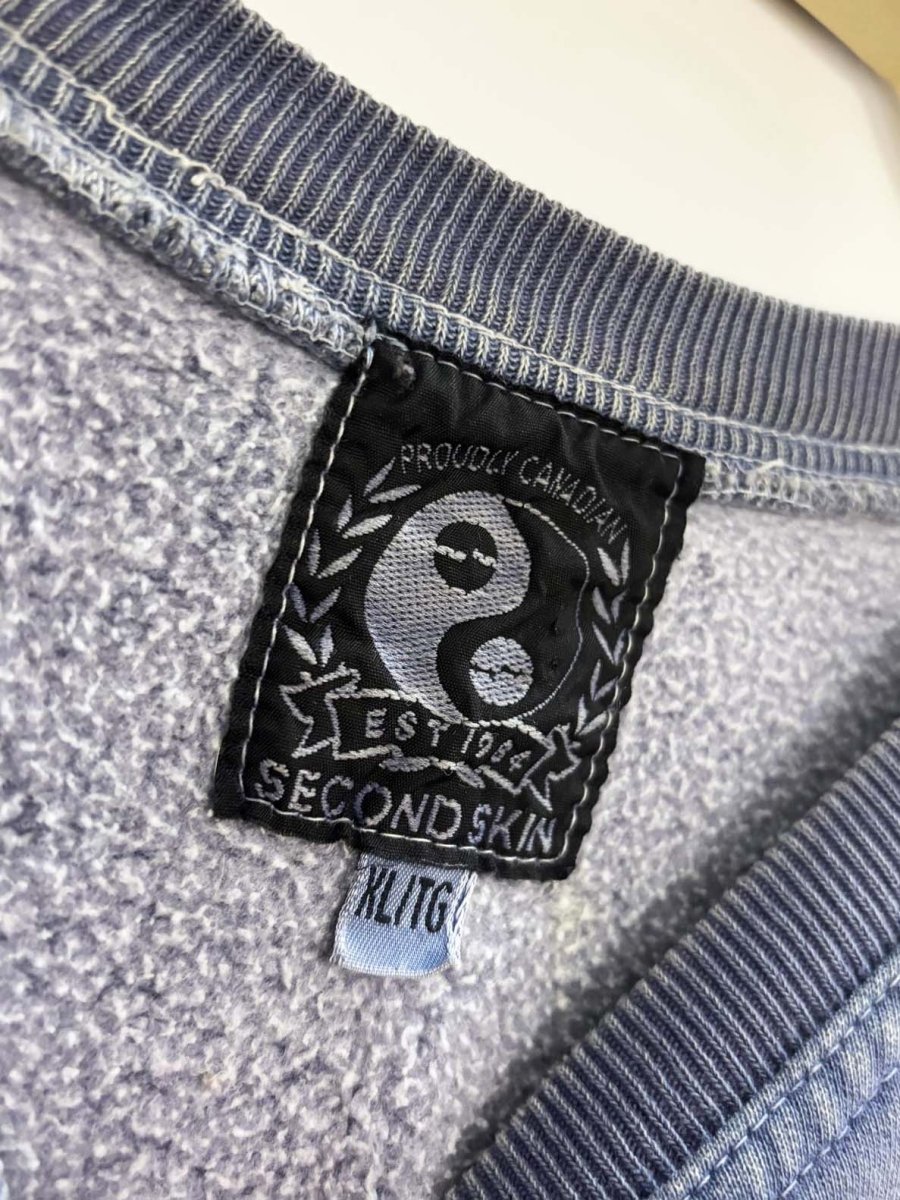 vintage 90s second skin brock u terry patch block letter sweatshirt | made in Canada - good market thrift store