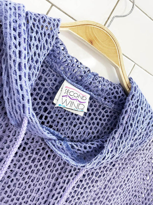 vintage 90s second wind oversized crochet knit beach hoodie - good market thrift store