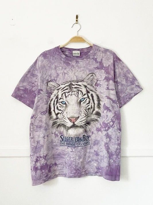 vintage 90s siegfried & roy tie dye tiger print tee | the mirage las vegas - good market thrift store