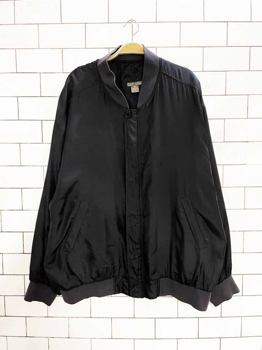 vintage 90s silk icon 100% silk bomber jacket - good market thrift store