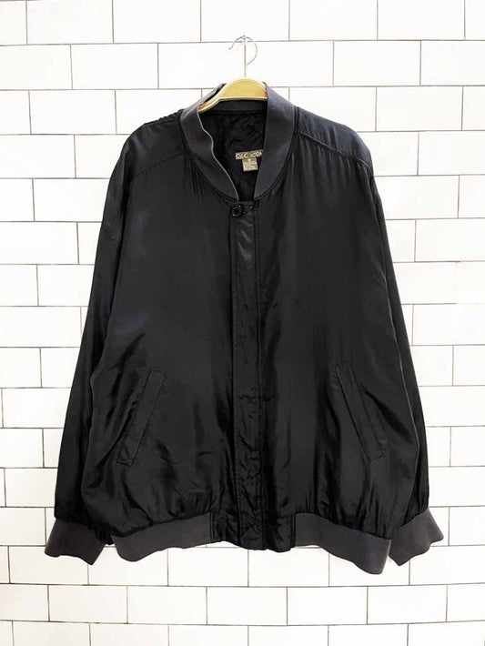 vintage 90s silk icon 100% silk bomber jacket - good market thrift store