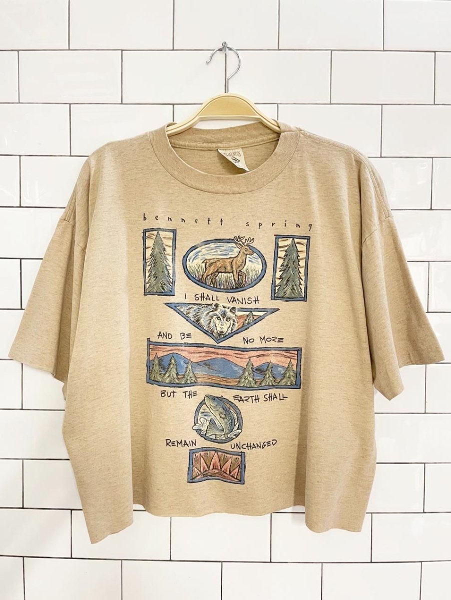 vintage 90s single stitch bennett spring wildlife cropped tee | made in USA | prairie mountain - good market thrift store