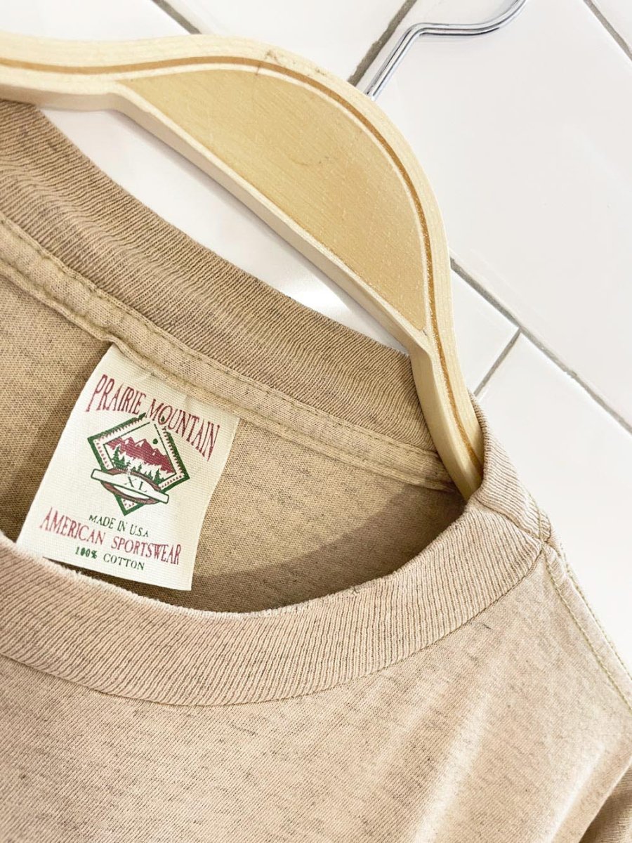 vintage 90s single stitch bennett spring wildlife cropped tee | made in USA | prairie mountain - good market thrift store