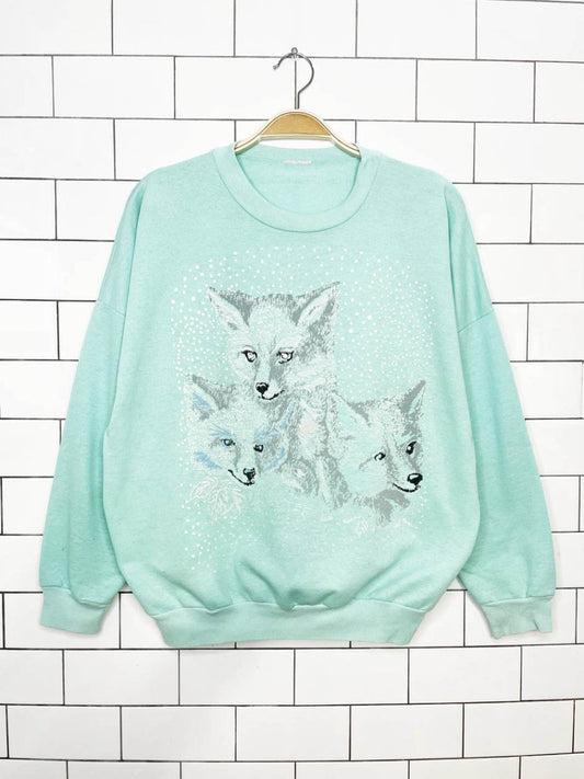 vintage 90s snow fox graphic sweatshirt - good market thrift store