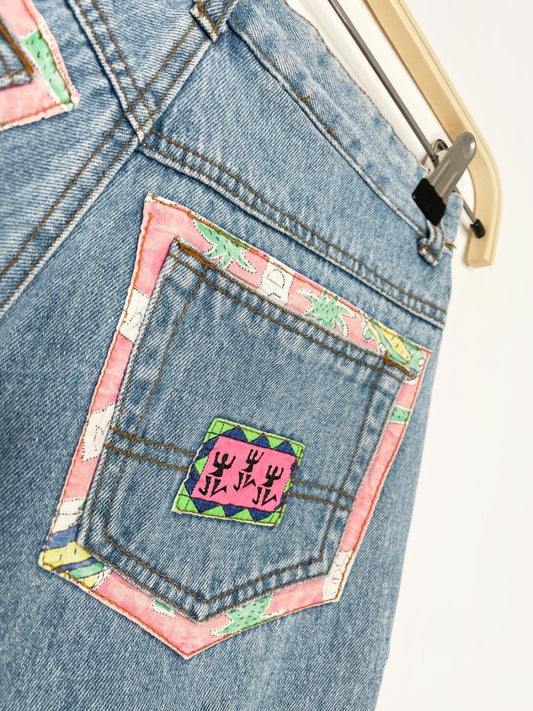 vintage 90s sofiare las vegas palm tree long denim shorts - good market thrift store
