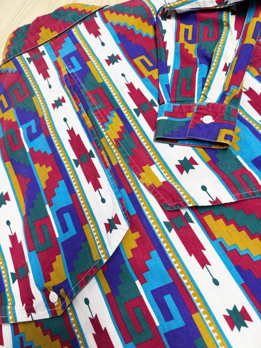 vintage 90s southwest canyon vibrant geometric western full button shirt - good market thrift store