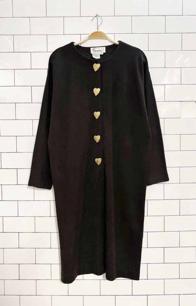 vintage 90s spanner wool - blend heart button knit sweater dress - good market thrift store