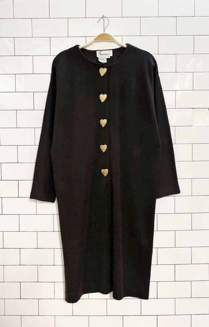 vintage 90s spanner wool - blend heart button knit sweater dress - good market thrift store