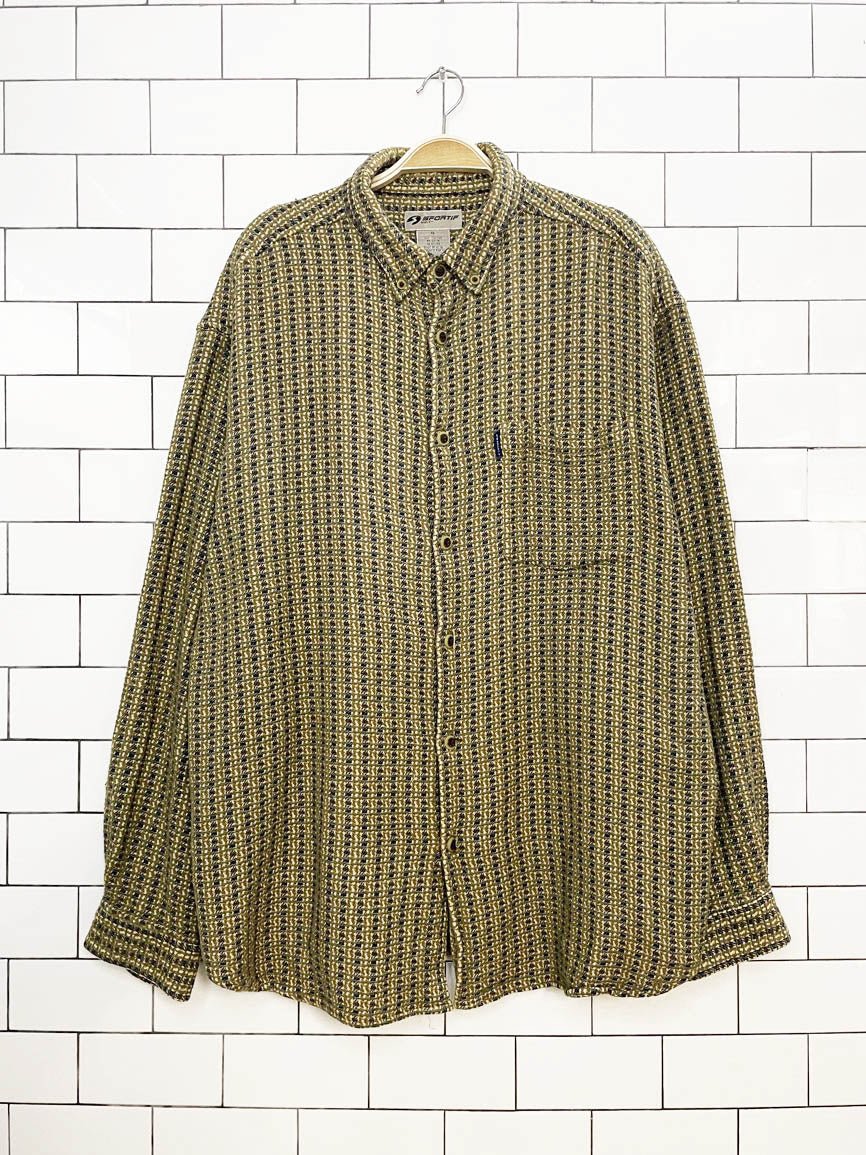 vintage 90s sportif usa woven full button shirt | made in india - good market thrift store