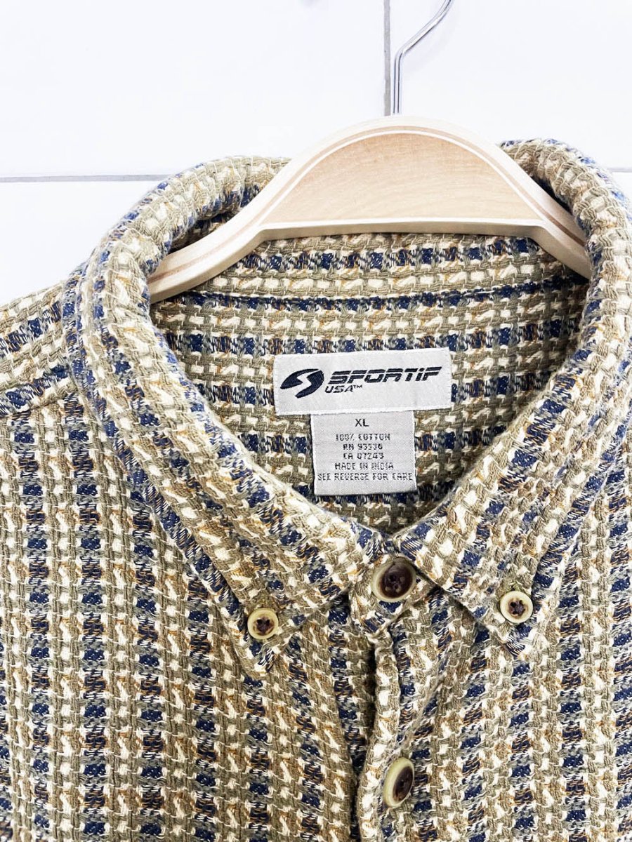 vintage 90s sportif usa woven full button shirt | made in india - good market thrift store