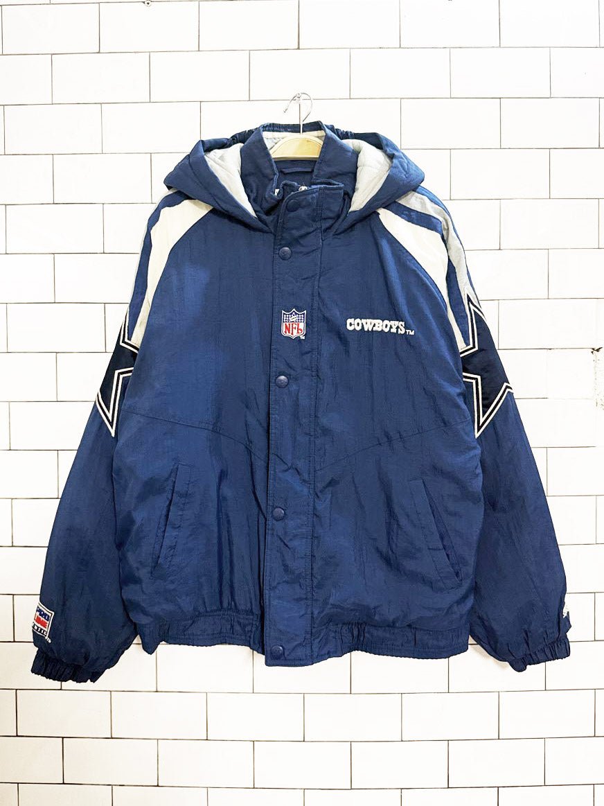 vintage 90s starter pro line cowboys hooded bomber jacket | NFL - good market thrift store