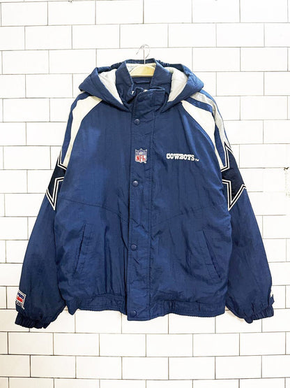 vintage 90s starter pro line cowboys hooded bomber jacket | NFL - good market thrift store
