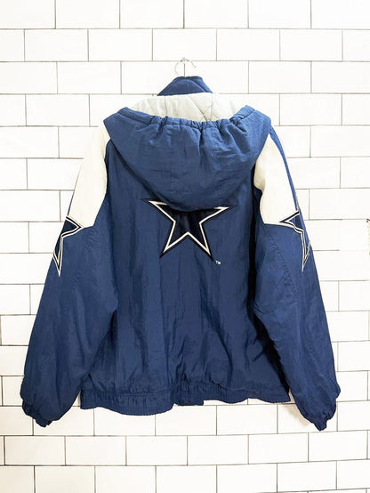 vintage 90s starter pro line cowboys hooded bomber jacket | NFL - good market thrift store