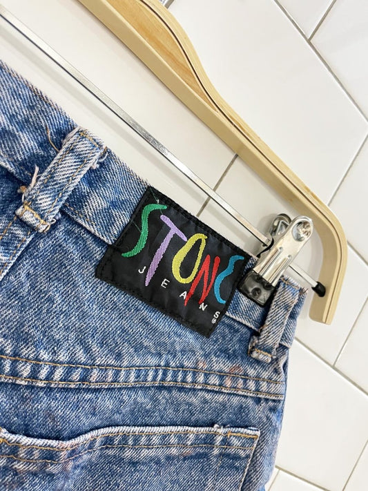 vintage 90s stone lace up denim shorts - good market thrift store