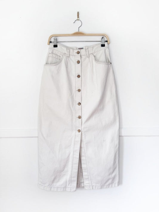 vintage 90s street fashion full button denim mai skirt - good market thrift store