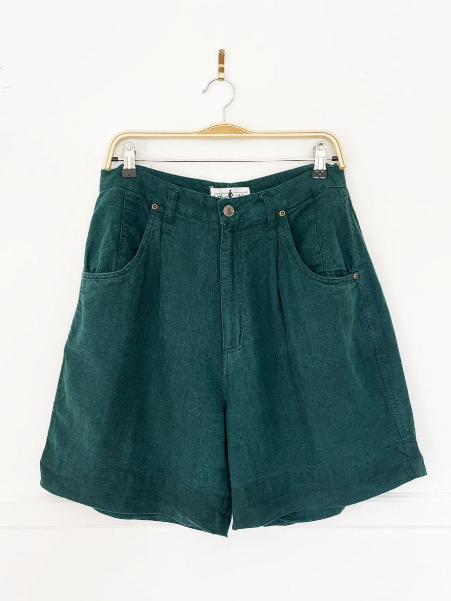 vintage 90s suit her linen - blend pleated trouser shorts - good market thrift store