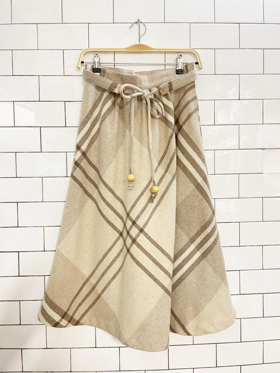 vintage 90s summit wool - blend tie belt midi skirt - good market thrift store