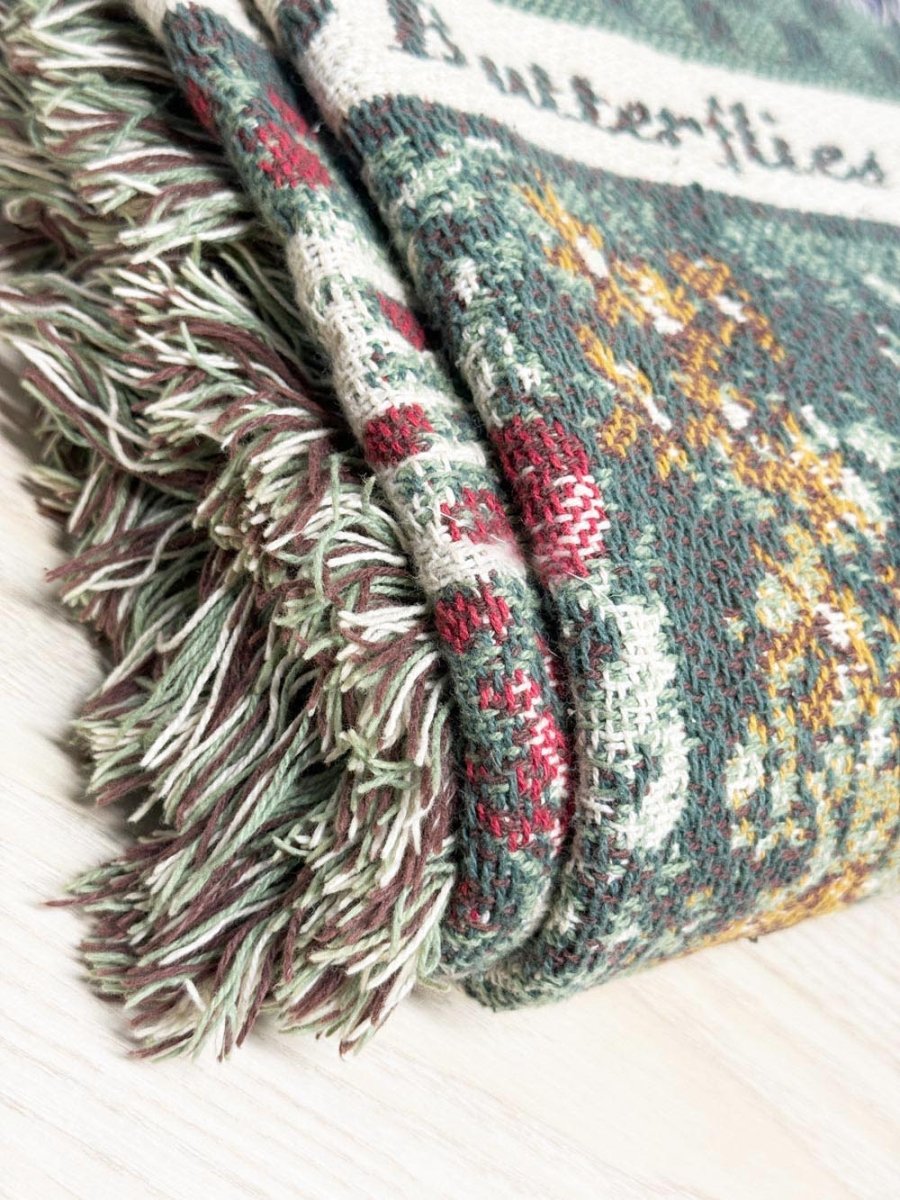 vintage 90s sunflower garden woven knit blanket - good market thrift store