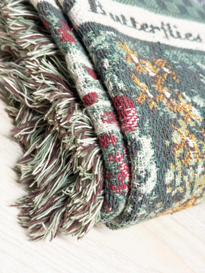 vintage 90s sunflower garden woven knit blanket - good market thrift store