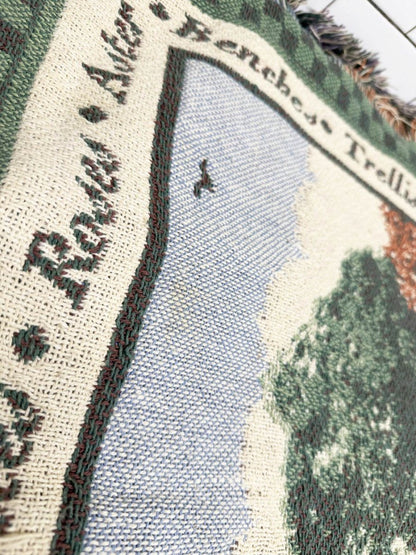 vintage 90s sunflower garden woven knit blanket - good market thrift store