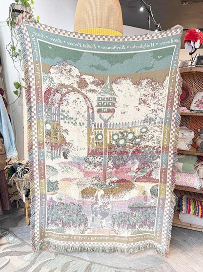 vintage 90s sunflower garden woven knit blanket - good market thrift store