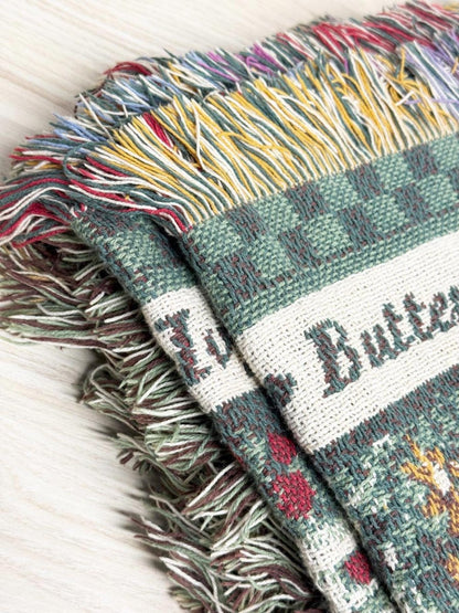 vintage 90s sunflower garden woven knit blanket - good market thrift store