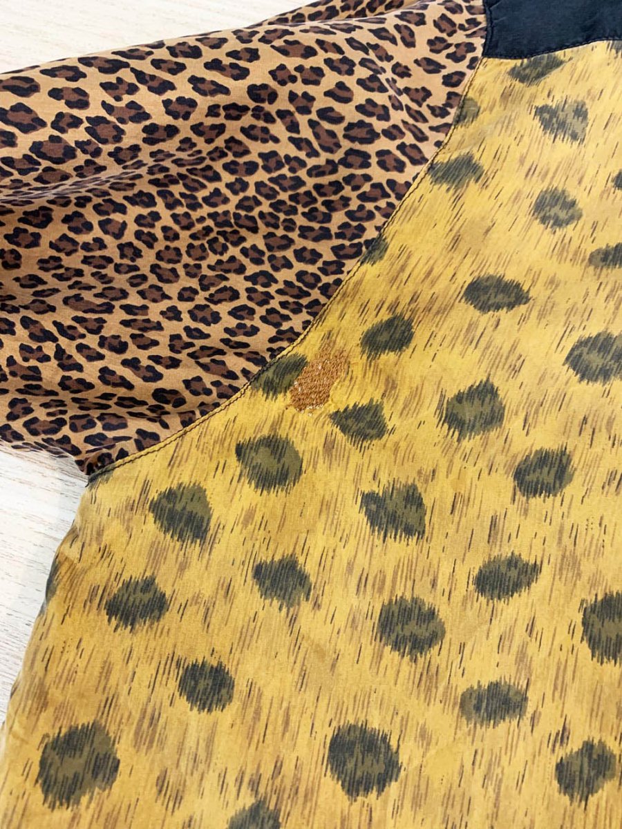 vintage 90s sunny leigh animal print patchwork silk full button shirt - good market thrift store
