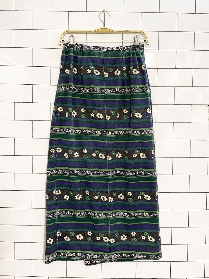vintage 90s susan bristol floral denim wrap maxi skirt - good market thrift store