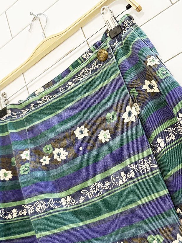 vintage 90s susan bristol floral denim wrap maxi skirt - good market thrift store