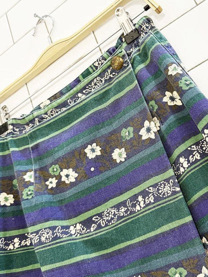 vintage 90s susan bristol floral denim wrap maxi skirt - good market thrift store