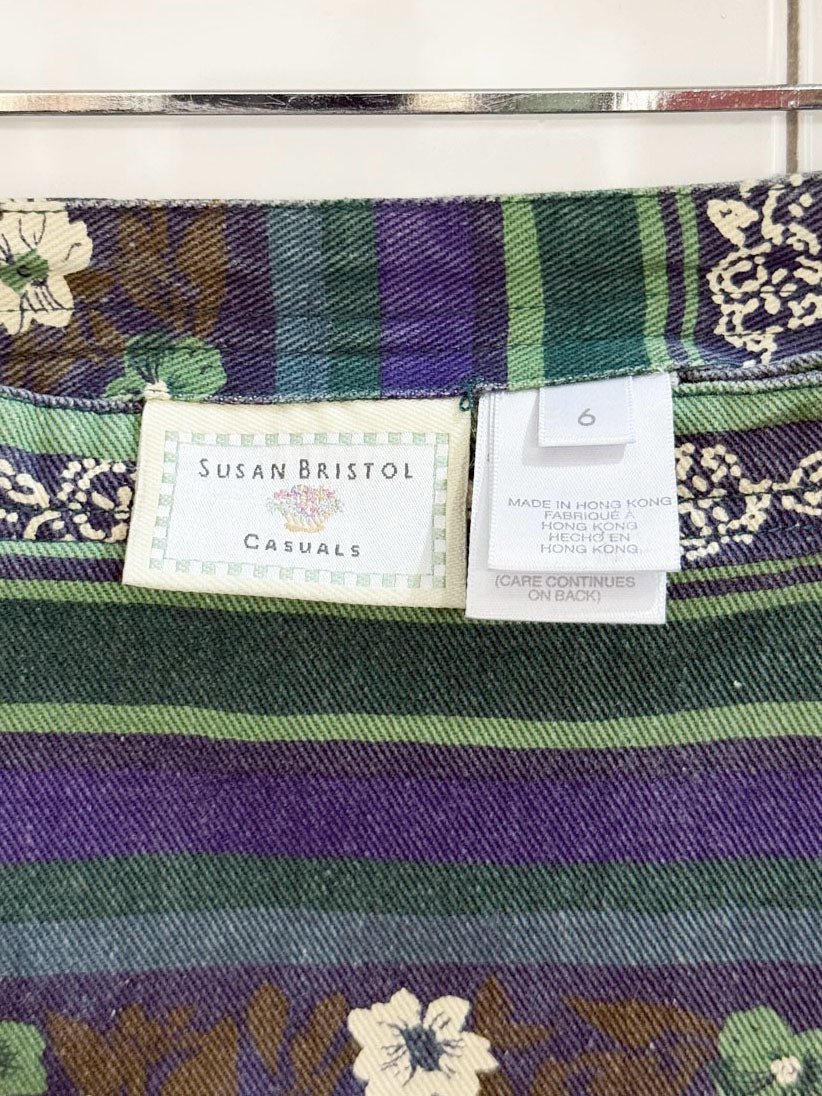 vintage 90s susan bristol floral denim wrap maxi skirt - good market thrift store