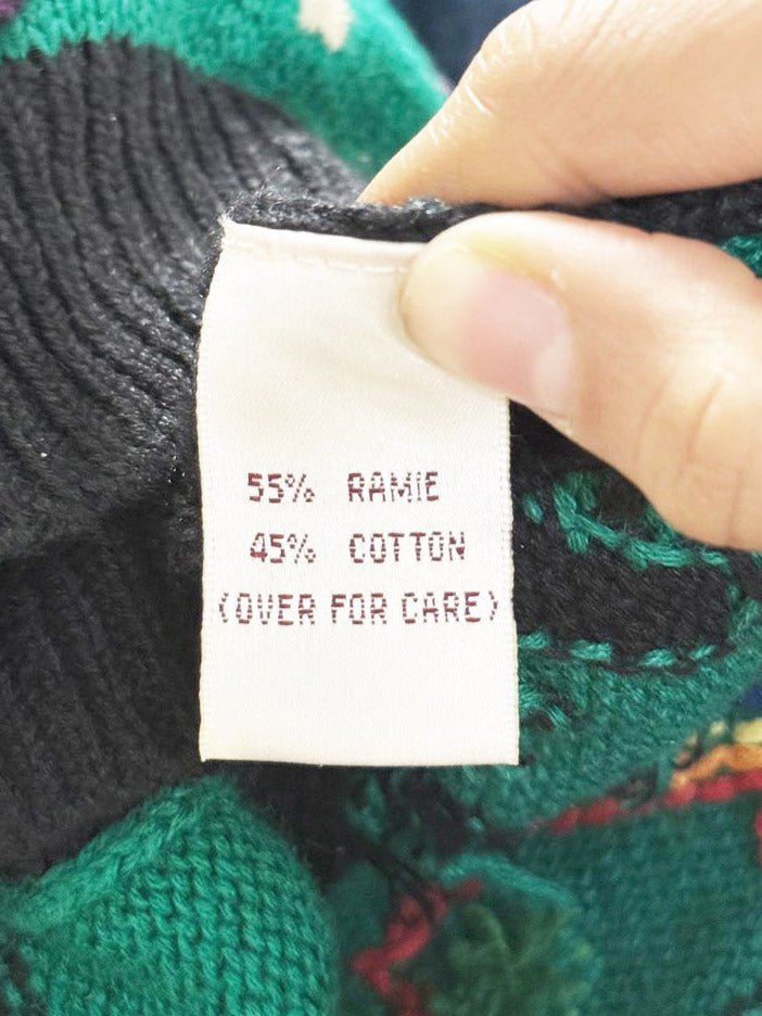 vintage 90s susan bristol hand - embroidered noahs ark knit cardigan - good market thrift store