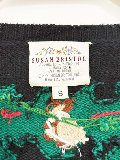 vintage 90s susan bristol hand - embroidered noahs ark knit cardigan - good market thrift store
