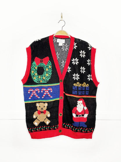 vintage 90s sweater loft new york holiday knit sweater vest | made in USA - good market thrift store