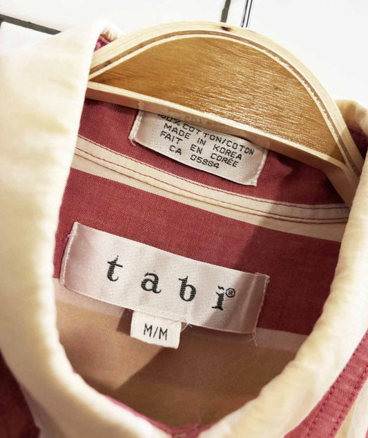 vintage 90s tabi striped short sleeve full button shirt - good market thrift store