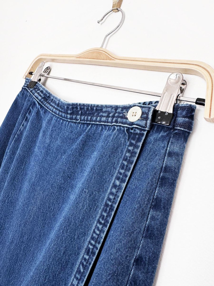 vintage 90s tablots denim tencel wrap maxi skirt | made in USA - good market thrift store