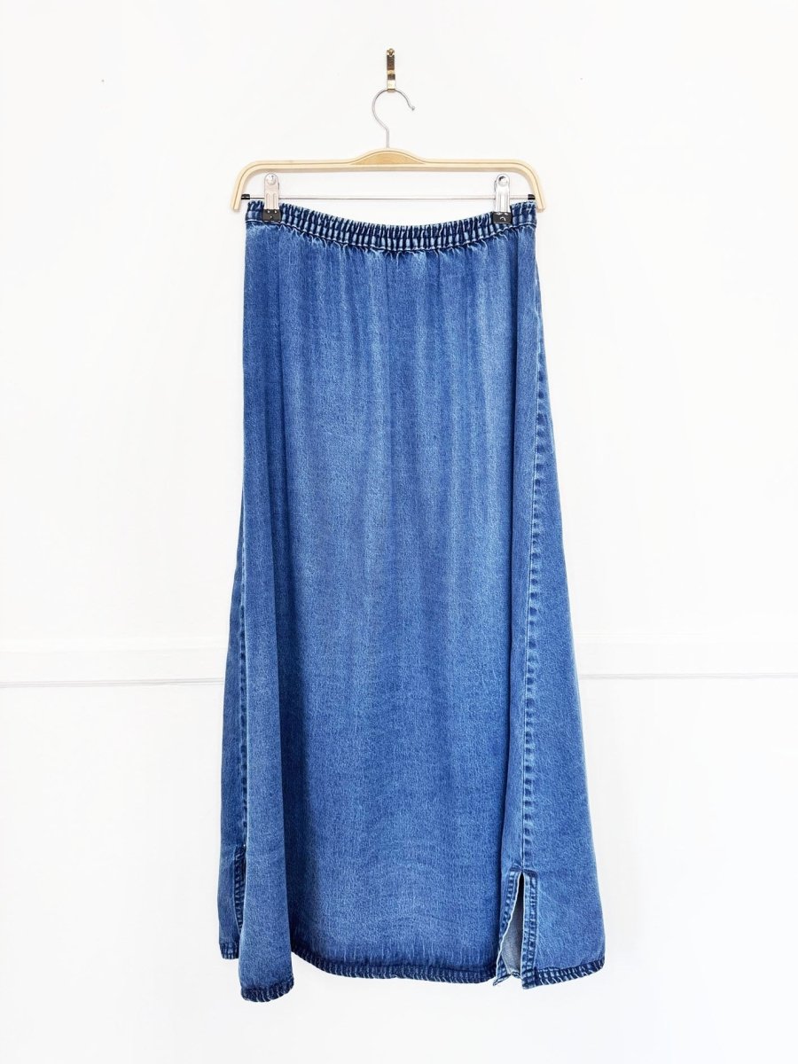vintage 90s tablots denim tencel wrap maxi skirt | made in USA - good market thrift store