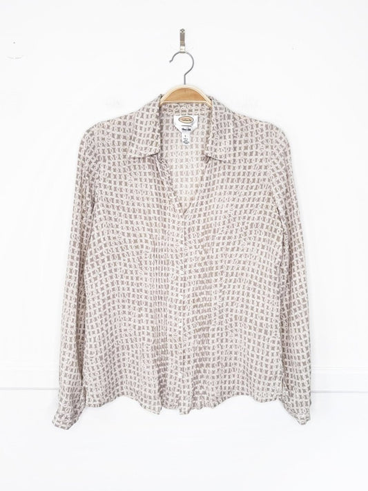 vintage 90s talbots 100% silk shirred tuxedo blouse - good market thrift store