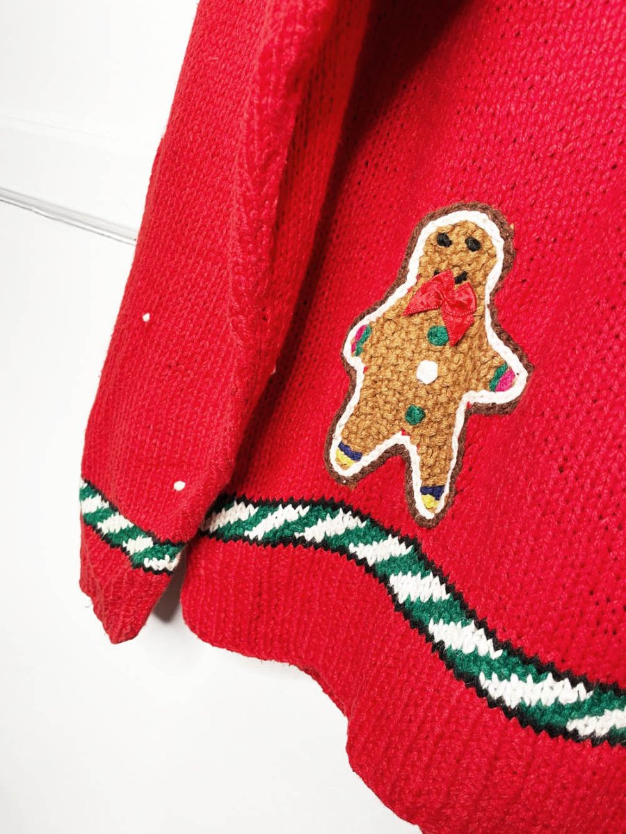 vintage 90s talbots hand - knit gingerbread square sweater - good market thrift store