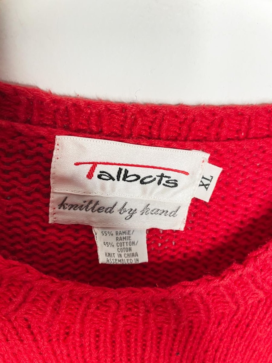 vintage 90s talbots hand - knit gingerbread square sweater - good market thrift store