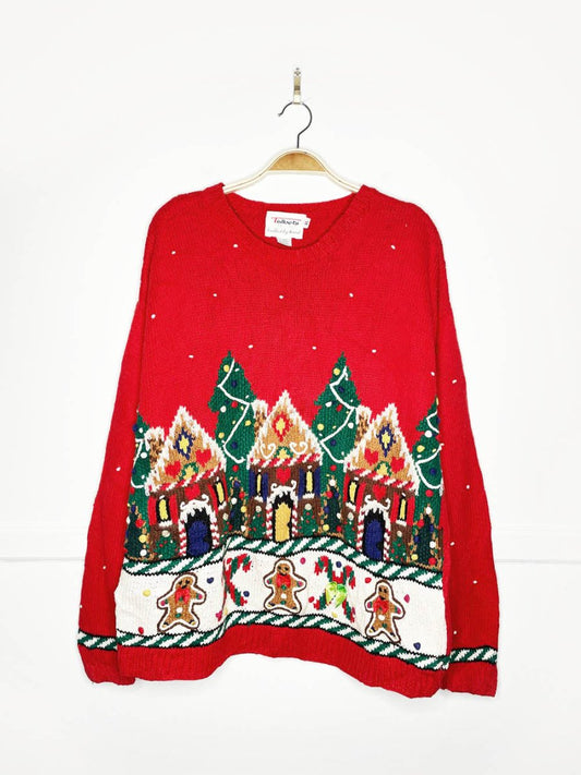 vintage 90s talbots hand - knit gingerbread square sweater - good market thrift store