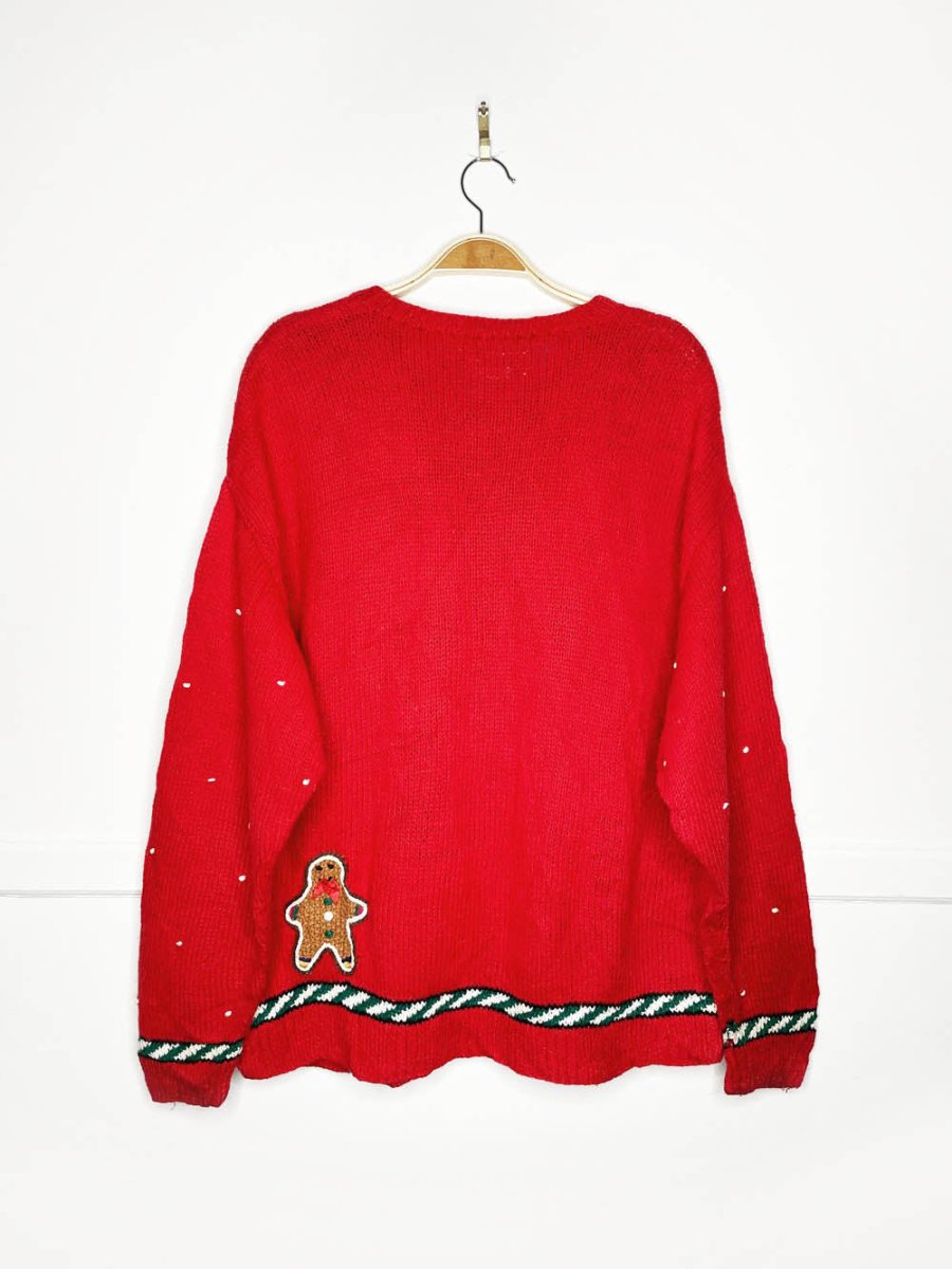 vintage 90s talbots hand - knit gingerbread square sweater - good market thrift store