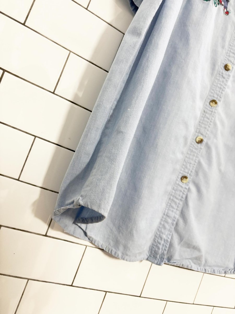 vintage 90s teddy bear gardeners embroidered shirt - good market thrift store